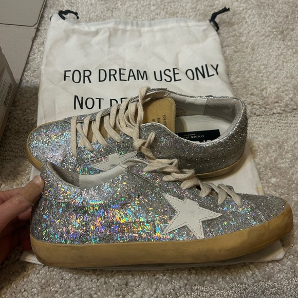 Golden Goose Shoes - Golden Goose Super Star Iridescent Silver Rainbow Sneakers 🌈🌈🌈